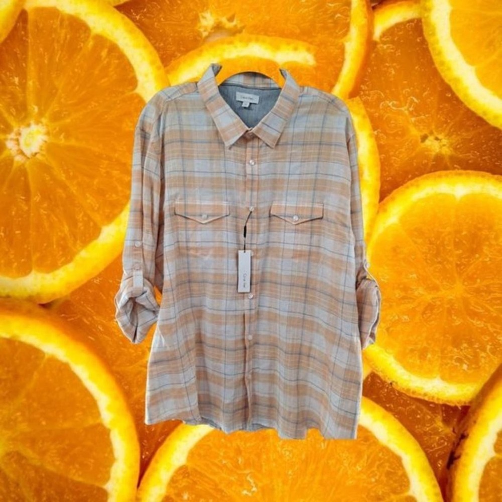 NWT Calvin Kline Brand New Plaid Dress Shirt XXL